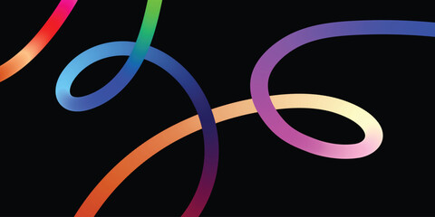 Vibrant, Intertwined Rainbow Lines on a Black Background. A dynamic image featuring interwoven, colorful lines in various shades of the rainbow against a solid black backdrop.
