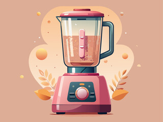 Naklejka premium Rose gold blender with sleek design, a powerful kitchen appliance perfect for making smoothies and healthy drinks. Stylish and functional countertop equipment. Vector illustration