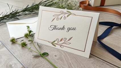 Elegant Thank You Card with Floral Design