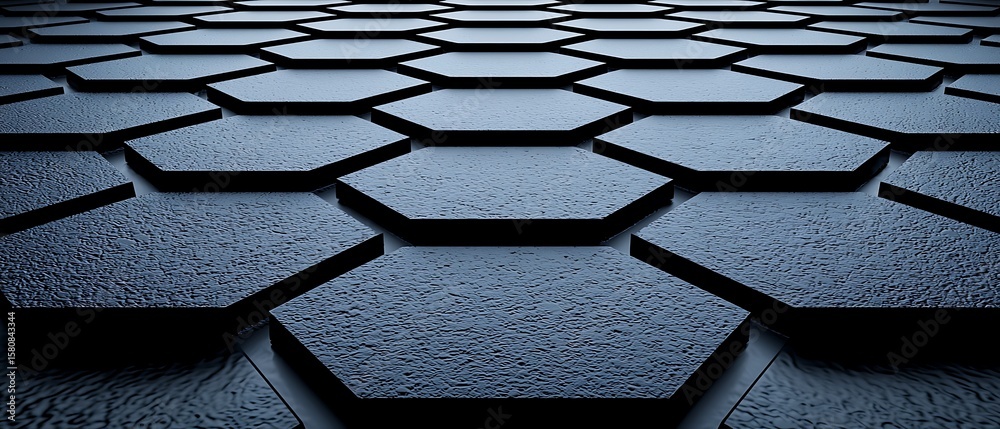 Poster textured hexagonal pattern on dark surface in abstract design