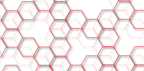 abstract geometric red texture background red hexagon 3D background texture. 3d rendering illustration. Clear pattern abstract background hexagon .Futuristic abstract banner.	