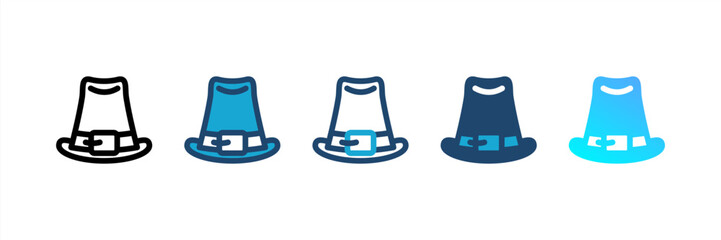 Pilgrim Hat icon set multiple style collection