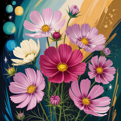 a beautiful flowers with colourful background