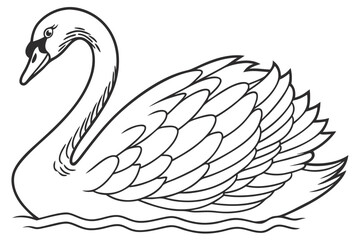 coloring page line art the swan black vector