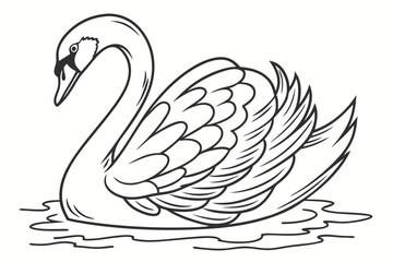 Obraz premium coloring page line art the swan black vector