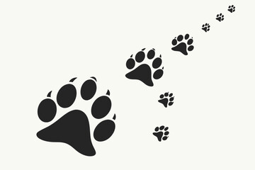 Minimalist black and white cat paw prints on soft background