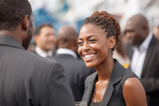 Black Businesswoman Networking at Professional Event
