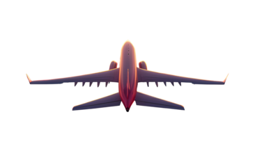 Airplane Flight Red Sunset Clouds View Above Wings Tail isolated on a transparent background