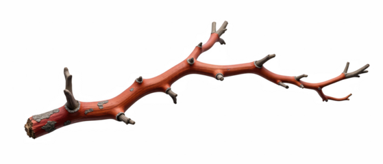 Vibrant red branch with intricate textures and natural details, showcasing its unique shape and character. Perfect for artistic or decorative use