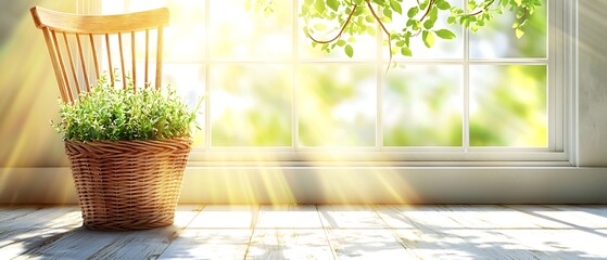 Bright and Inviting Indoor Space with Chair and Potted Plant