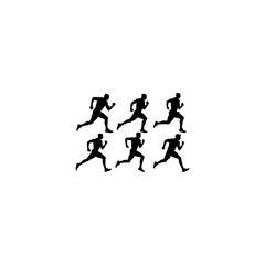 Black silhouettes of runners on white background 