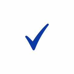 A single bold blue checkmark symbol on a clean white background