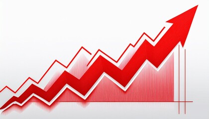 red zigzag arrow graph on white background