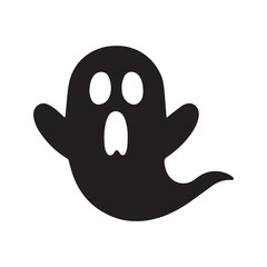 Scary Ghost Silhouette Icon Halloween Spooky Clipart Vector
