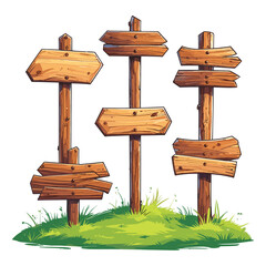 Wooden Signposts on Green Grass