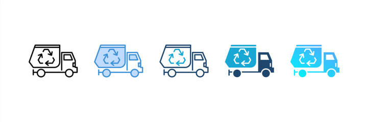 Recycle Truck icon set multiple style collection