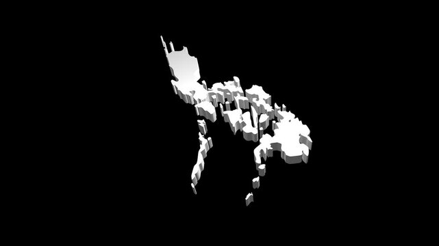 3D render with Philippines map icon animation with black background.