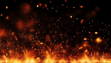 fire embers particles over black background fire sparks background