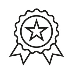 Award Badge With Star And Ribbon In Minimalist Line Style Vector Illustration Depicting Achievement Success And Quality Symbol