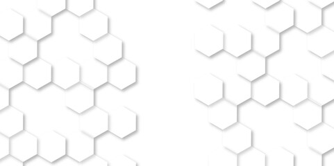 Abstract hexagon white background with shadow .white background Futuristic blue neon honeycombs. Modern technology design. Vector illustration.