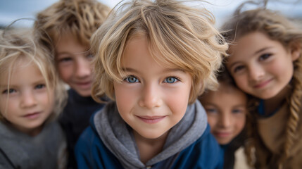 Fototapeta premium A group of children enjoying a playful moment together