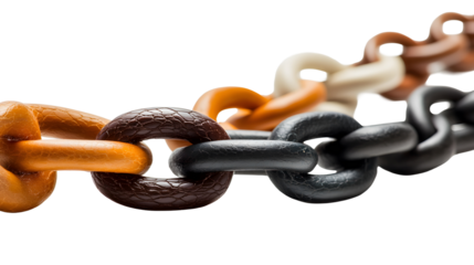 Interlocking Chain Links Brown Orange Black and Beige Tones isolated on a transparent background