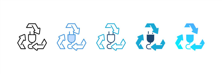 E-Waste Recycling icon set multiple style collection