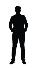 Silhouette of man in suit standing confident business professional isolated on white background vector art