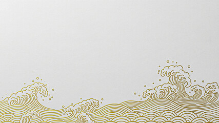 Elegant Gold Wave Pattern:  Japanese Style, Minimalist Design, Serene Mood, Textured Background.