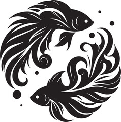 Ornate Fish Design in a Circular Motif