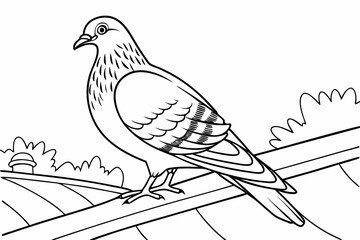 coloring page line art the pigeon black vector