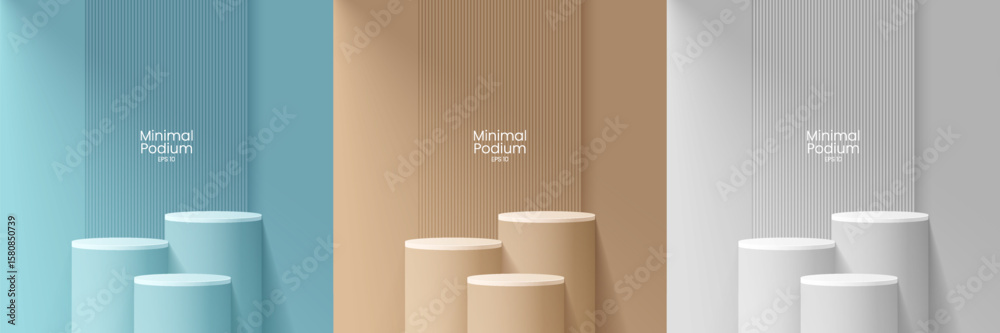 Wall mural abstract minimal scene. minimal podium with soft material base. soft podium stages and product showc