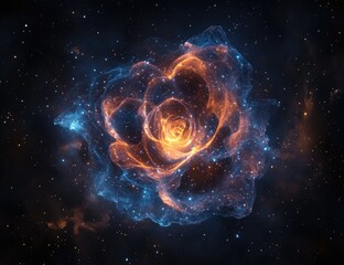 Abstract rose in space.  Cosmic flower, swirling colors