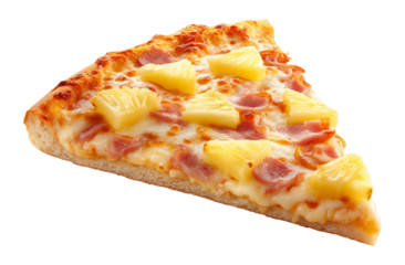 Slice of Hawaiian Pizza Isolated on Transparent Background PNG
