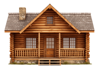 House Log Cabin Isolated on Transparent Background PNG
