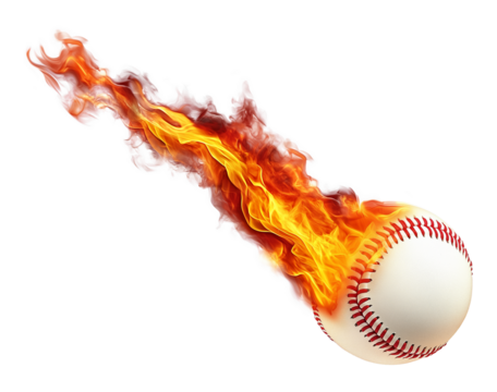 Baseball Ball With Fire Trail Isolated on Transparent Background PNG
