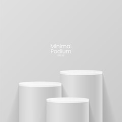 Abstract minimal scene. Minimal podium with soft material base. Soft podium stages and product showcase platform with covers and golden in round and square shape. 