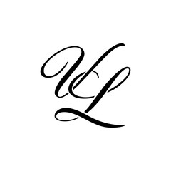 Elegant VL Monogram Logo in Black Script – Luxury Calligraphy Initial Design on White Background	
