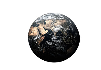 Detailed Earth Globe Showing Continents and Cloud Cover isolated on a transparent background