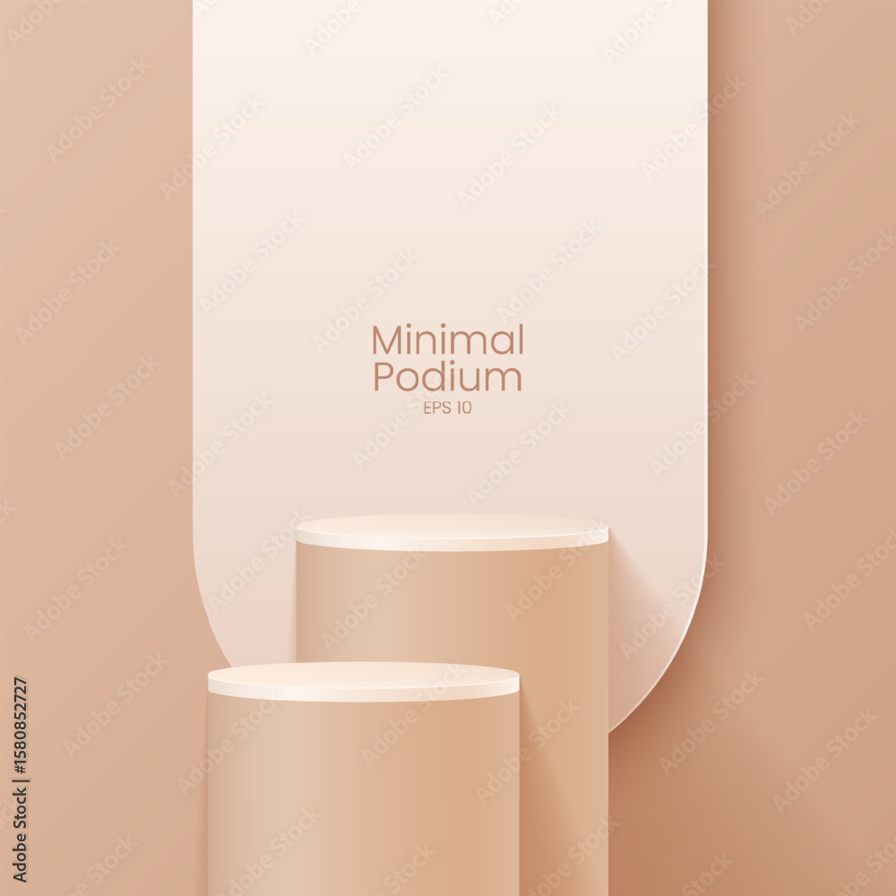 Wall mural abstract minimal scene. minimal podium with soft material base. soft podium stages and product showc