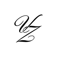 Elegant VZ Monogram Logo in Black Script &ndash; Luxury Calligraphy Initial Design on White Background	
