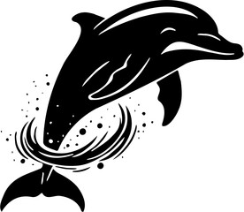 vector illustration of dolphin silhouette, isolated on white