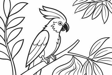 coloring page line art the cockatoo black vector © mst