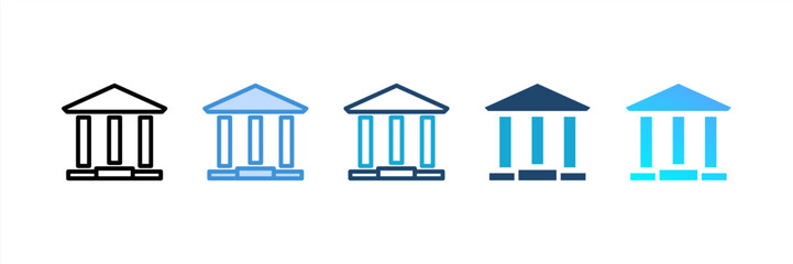 Bank icon set multiple style collection