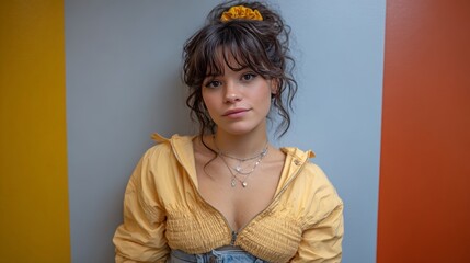 Young Woman in a Bright and Colorful Fashion Style