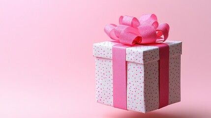 Fototapeta premium Suspended gift box mid-air against a soft gradient background, appearing as if floating in minimal scene