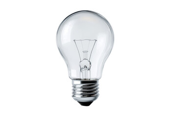 A light bulb is lit up and is sitting on a white background