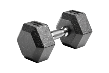 A black dumbbell with a silver handle