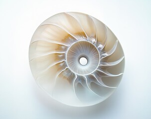 Obraz premium Nautilus shell, intricate spiral, creamy tones