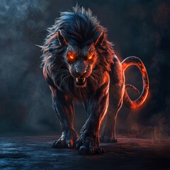 a mystic manticore isolated on a minimalistic background